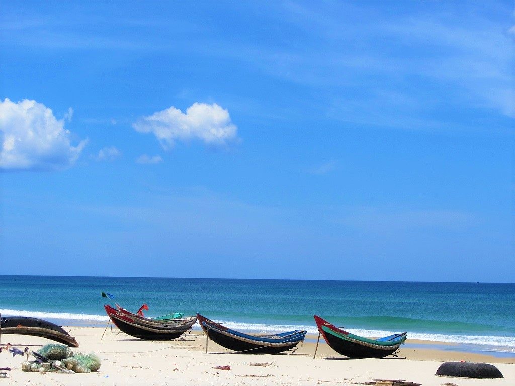 Empty beaches along the coast road near Hue, Vietnam